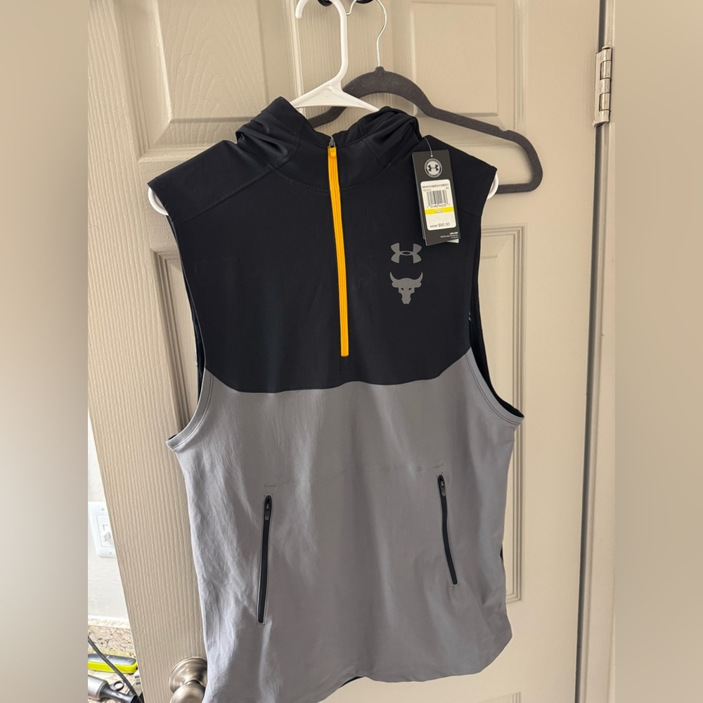 Under Armour Black and Gray Sleeveless Vest with Yellow Zipper